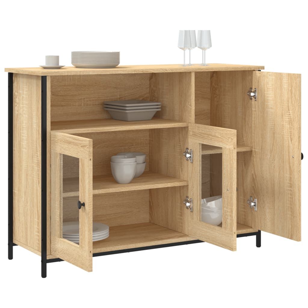 Dressoir 100x35x75 cm bewerkt hout sonoma eikenkleurig is nu te koop bij PeponiXL, paradijselijk wonen!