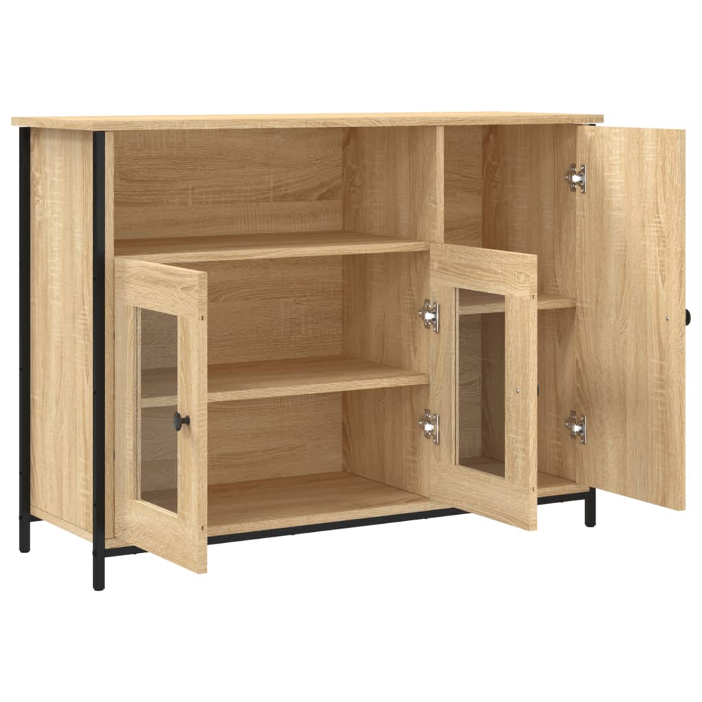 Dressoir 100x35x75 cm bewerkt hout sonoma eikenkleurig is nu te koop bij PeponiXL, paradijselijk wonen!