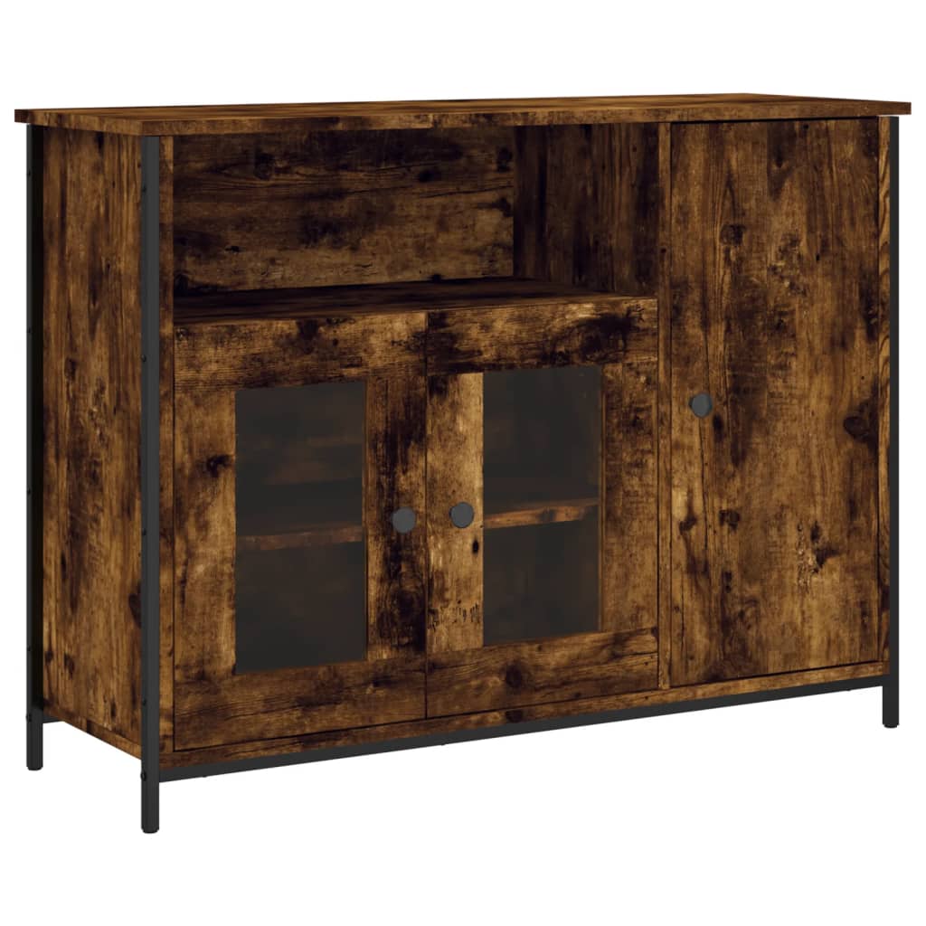 Dressoir 100x35x75 cm bewerkt hout gerookt eikenkleurig is nu te koop bij PeponiXL, paradijselijk wonen!