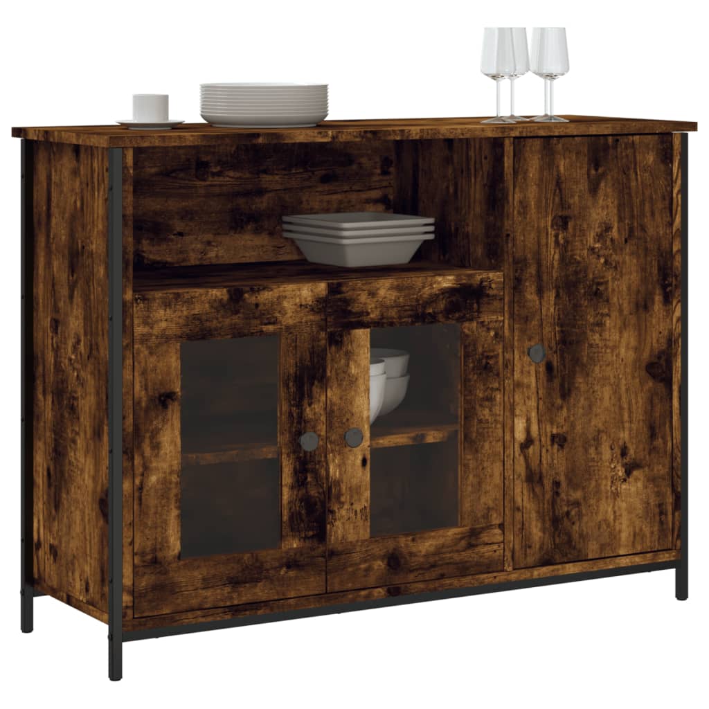 Dressoir 100x35x75 cm bewerkt hout gerookt eikenkleurig is nu te koop bij PeponiXL, paradijselijk wonen!