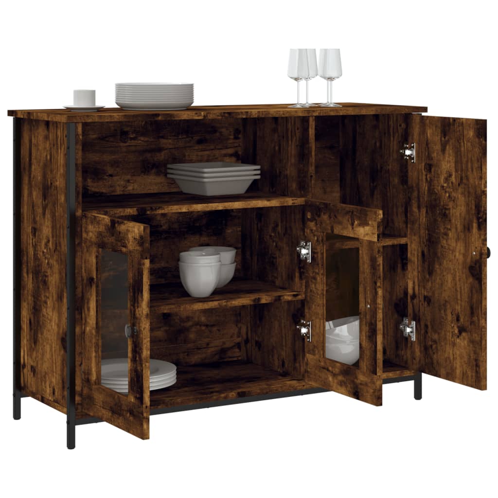 Dressoir 100x35x75 cm bewerkt hout gerookt eikenkleurig is nu te koop bij PeponiXL, paradijselijk wonen!
