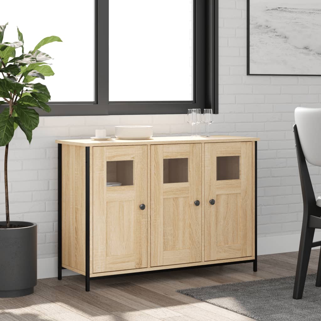 Dressoir 100x35x70 cm bewerkt hout sonoma eikenkleurig is nu te koop bij PeponiXL, paradijselijk wonen!