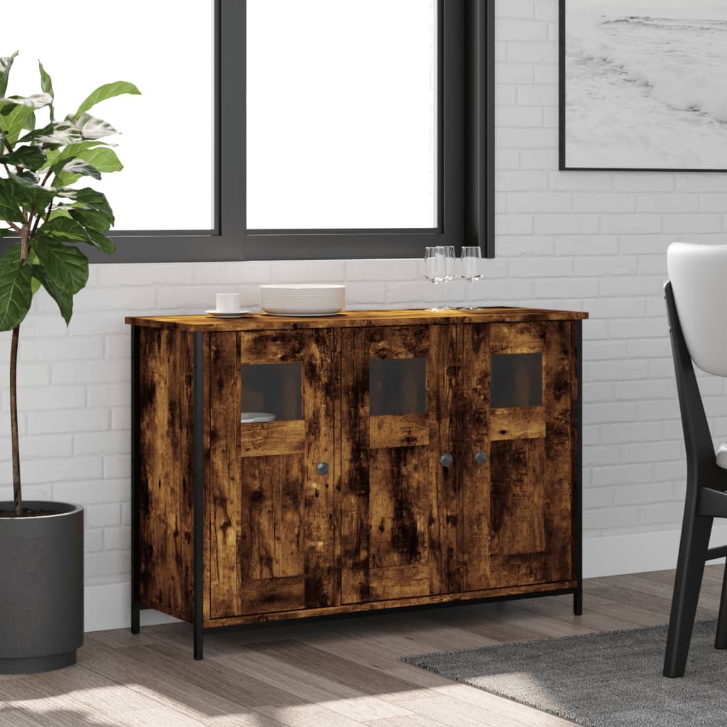 Dressoir 100x35x70 cm bewerkt hout gerookt eikenkleurig is nu te koop bij PeponiXL, paradijselijk wonen!