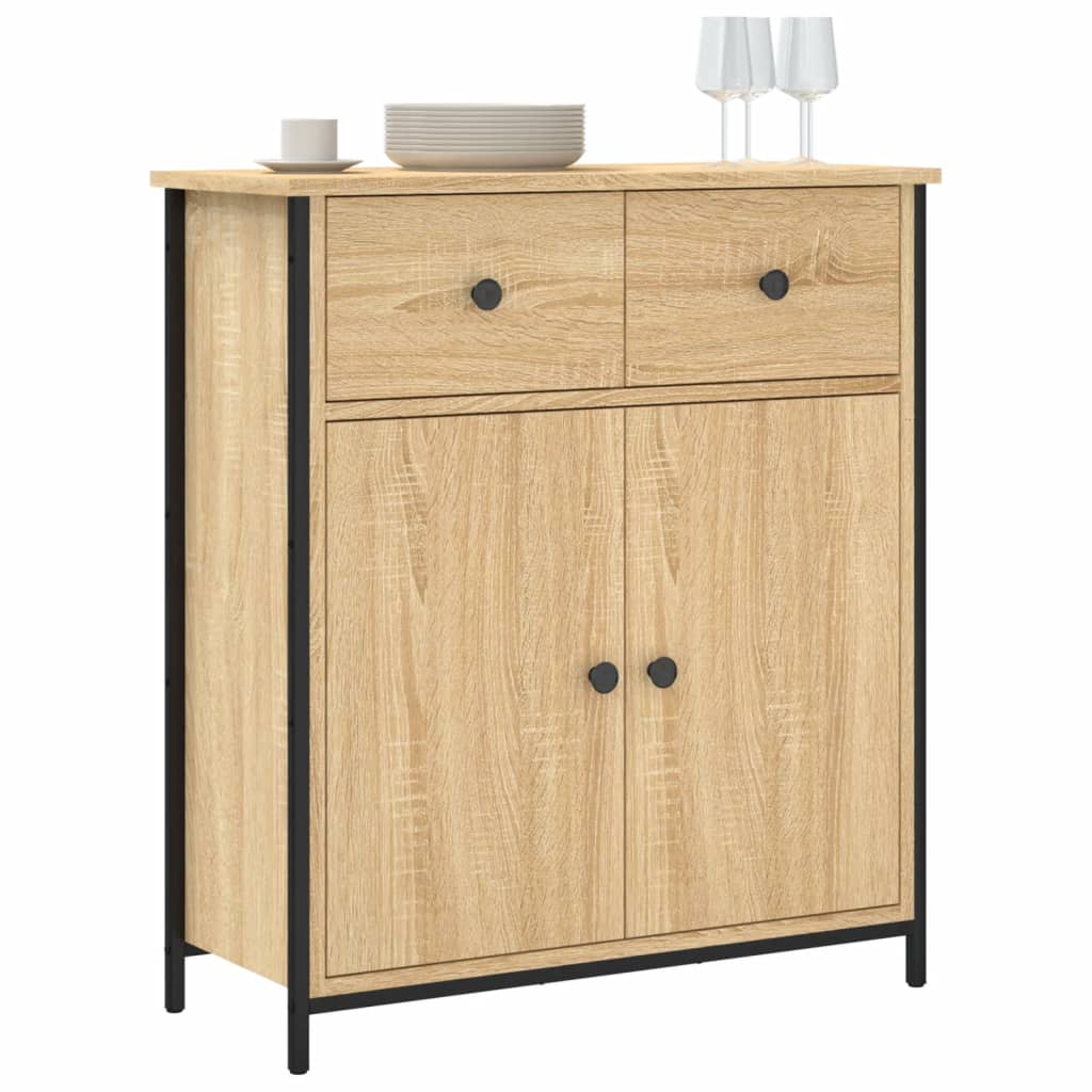 Dressoir 70x30x80 cm bewerkt hout sonoma eikenkleurig is nu te koop bij PeponiXL, paradijselijk wonen!
