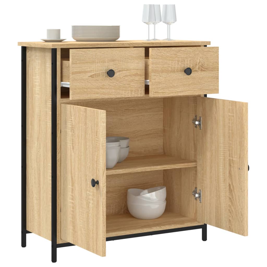 Dressoir 70x30x80 cm bewerkt hout sonoma eikenkleurig is nu te koop bij PeponiXL, paradijselijk wonen!