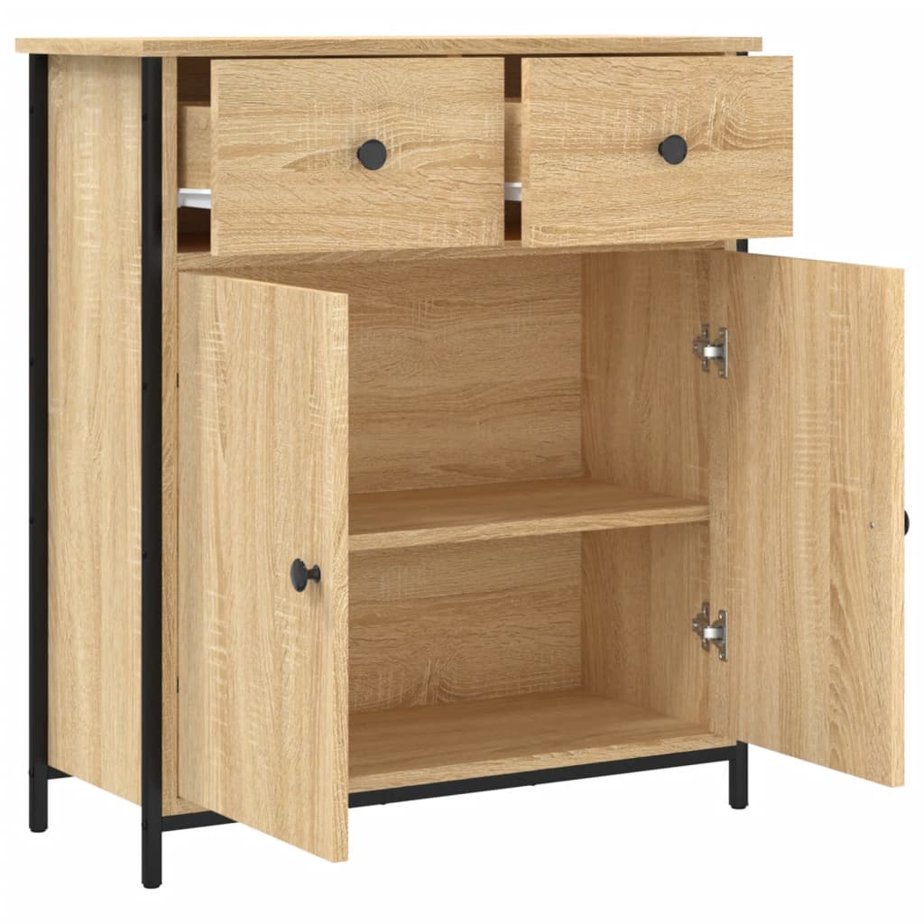 Dressoir 70x30x80 cm bewerkt hout sonoma eikenkleurig is nu te koop bij PeponiXL, paradijselijk wonen!