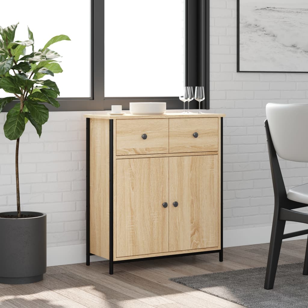 Dressoir 70x30x80 cm bewerkt hout sonoma eikenkleurig is nu te koop bij PeponiXL, paradijselijk wonen!