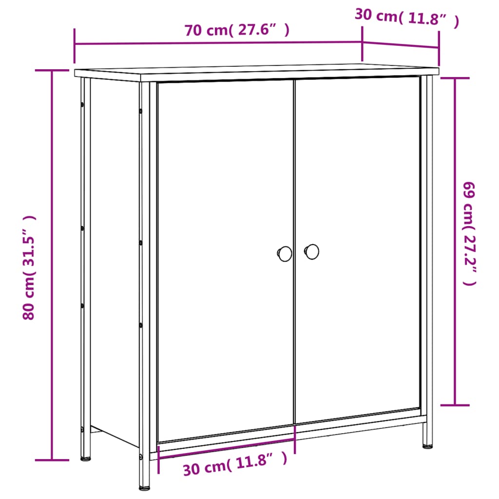 Dressoir 70x30x80 cm bewerkt hout sonoma eikenkleurig is nu te koop bij PeponiXL, paradijselijk wonen!