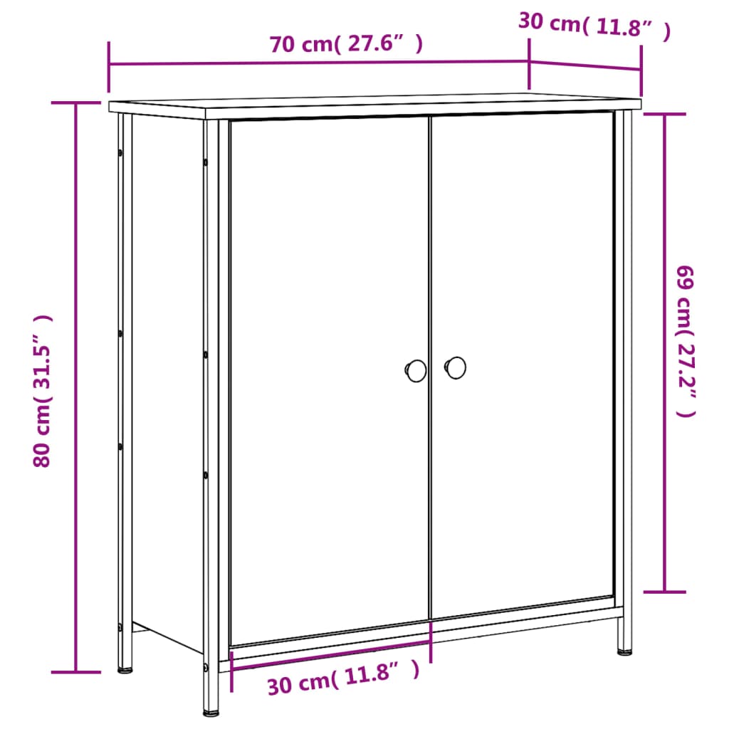 Dressoir 70x30x80 cm bewerkt hout grijs sonoma is nu te koop bij PeponiXL, paradijselijk wonen!