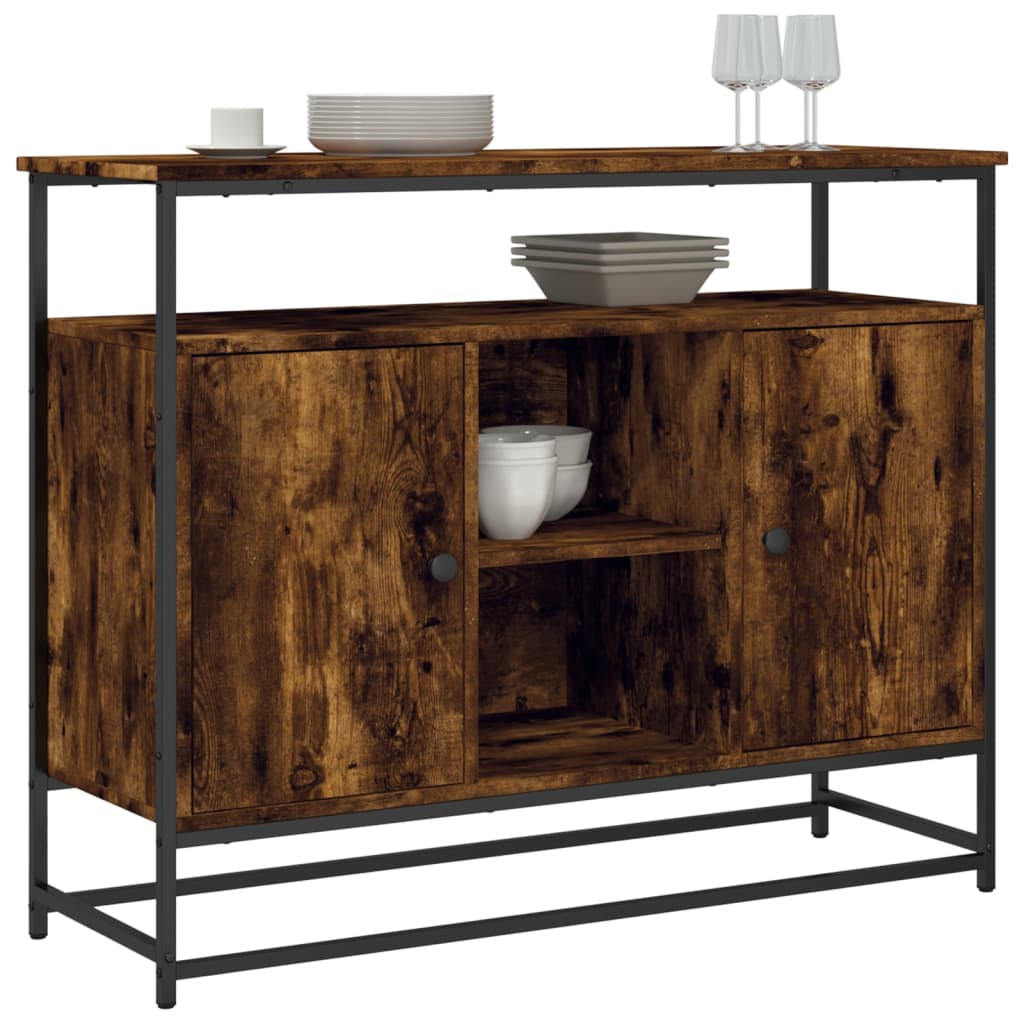 Dressoir 100x35x80 cm bewerkt hout gerookt eikenkleurig is nu te koop bij PeponiXL, paradijselijk wonen!