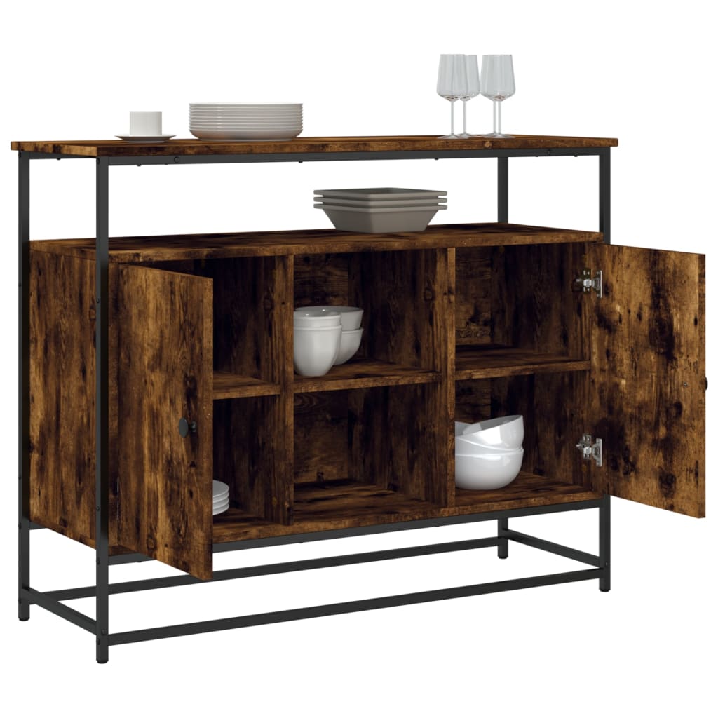 Dressoir 100x35x80 cm bewerkt hout gerookt eikenkleurig is nu te koop bij PeponiXL, paradijselijk wonen!