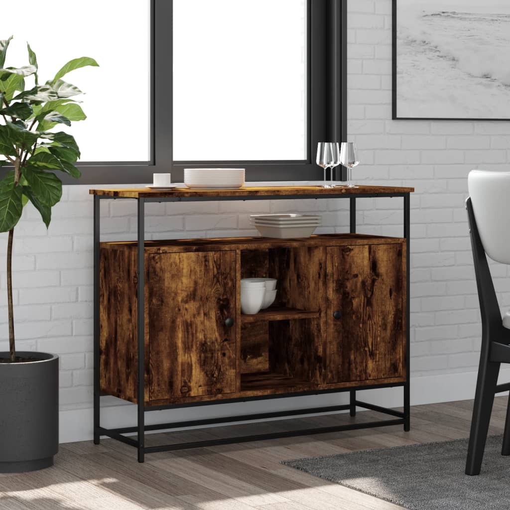 Dressoir 100x35x80 cm bewerkt hout gerookt eikenkleurig is nu te koop bij PeponiXL, paradijselijk wonen!