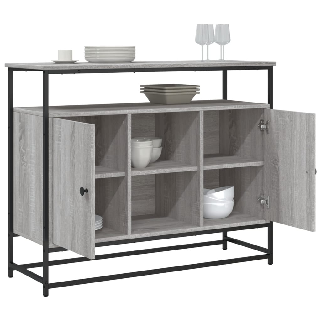 Dressoir 100x35x80 cm bewerkt hout grijs sonoma is nu te koop bij PeponiXL, paradijselijk wonen!