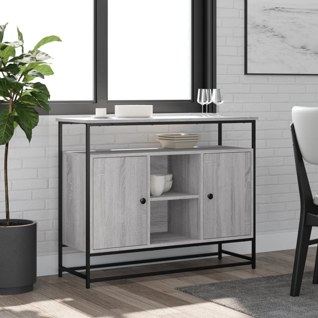 Dressoir 100x35x80 cm bewerkt hout grijs sonoma is nu te koop bij PeponiXL, paradijselijk wonen!