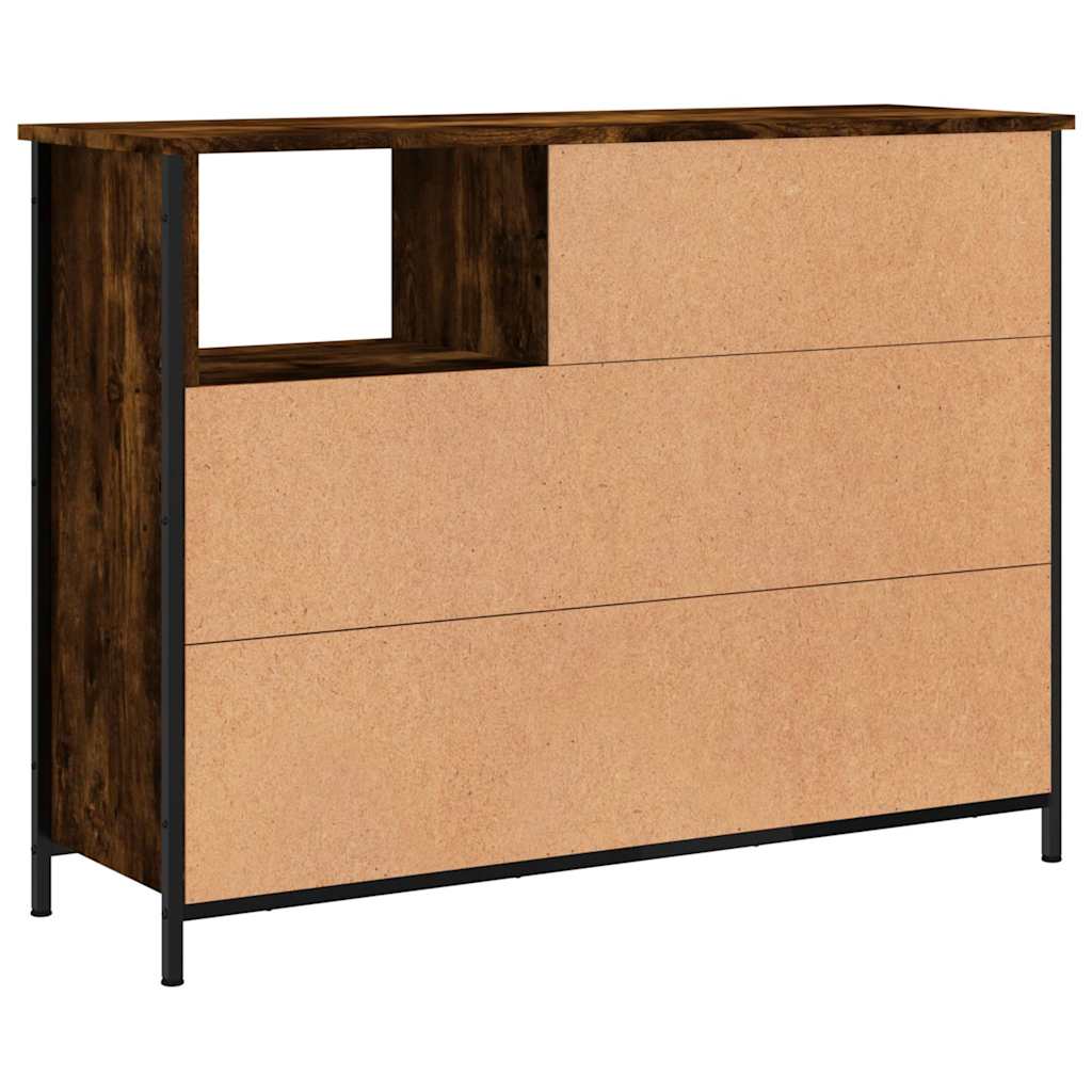 Dressoir 100x33x75 cm bewerkt hout gerookt eikenkleurig is nu te koop bij PeponiXL, paradijselijk wonen!