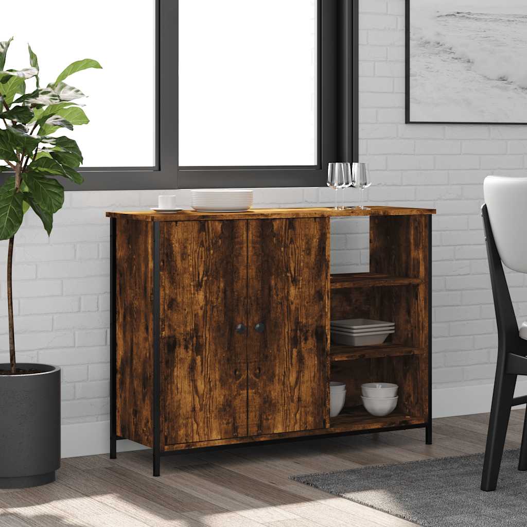 Dressoir 100x33x75 cm bewerkt hout gerookt eikenkleurig is nu te koop bij PeponiXL, paradijselijk wonen!
