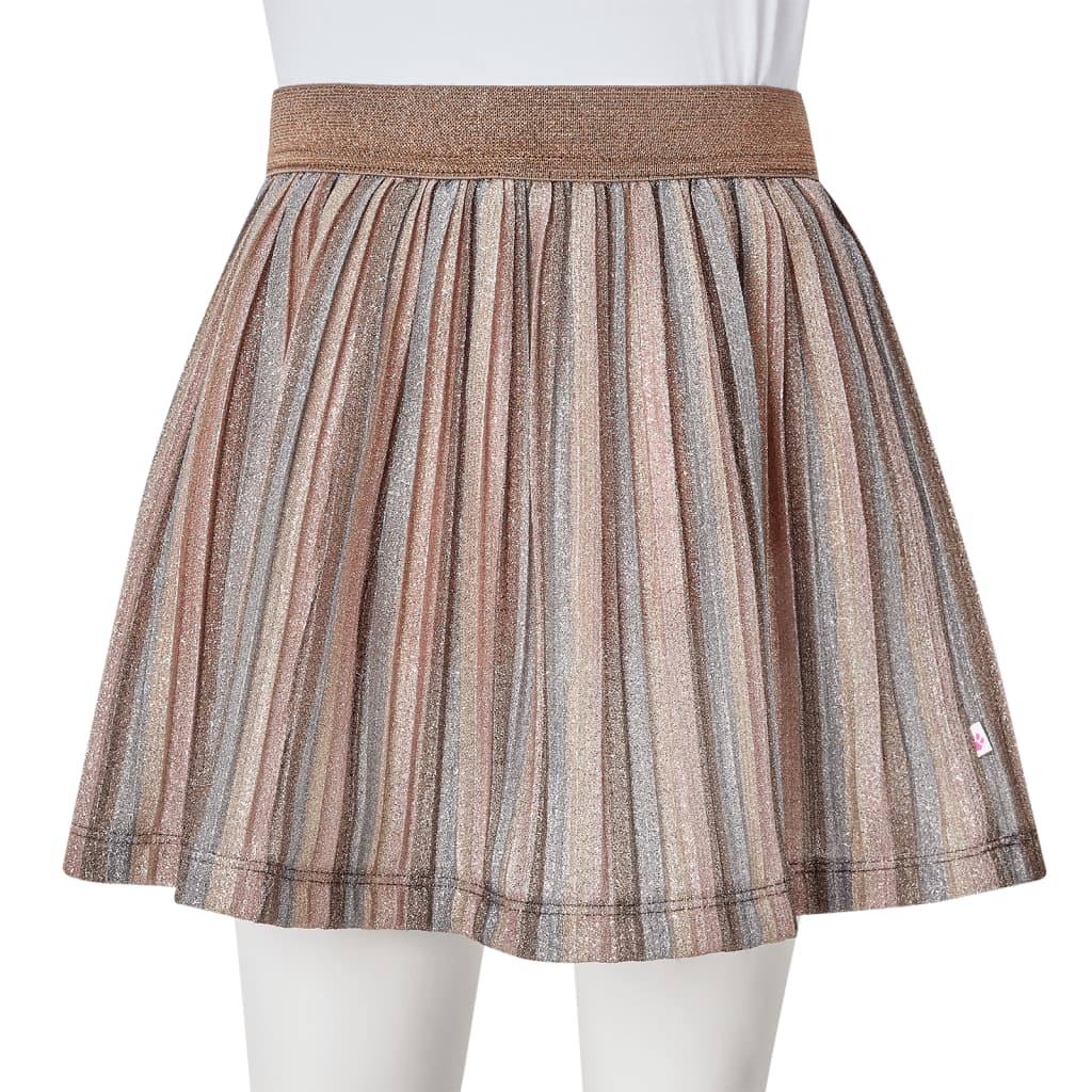 Kinderrokje geplooid met glitters 104 bruin en roze is nu te koop bij PeponiXL, paradijselijk wonen!
