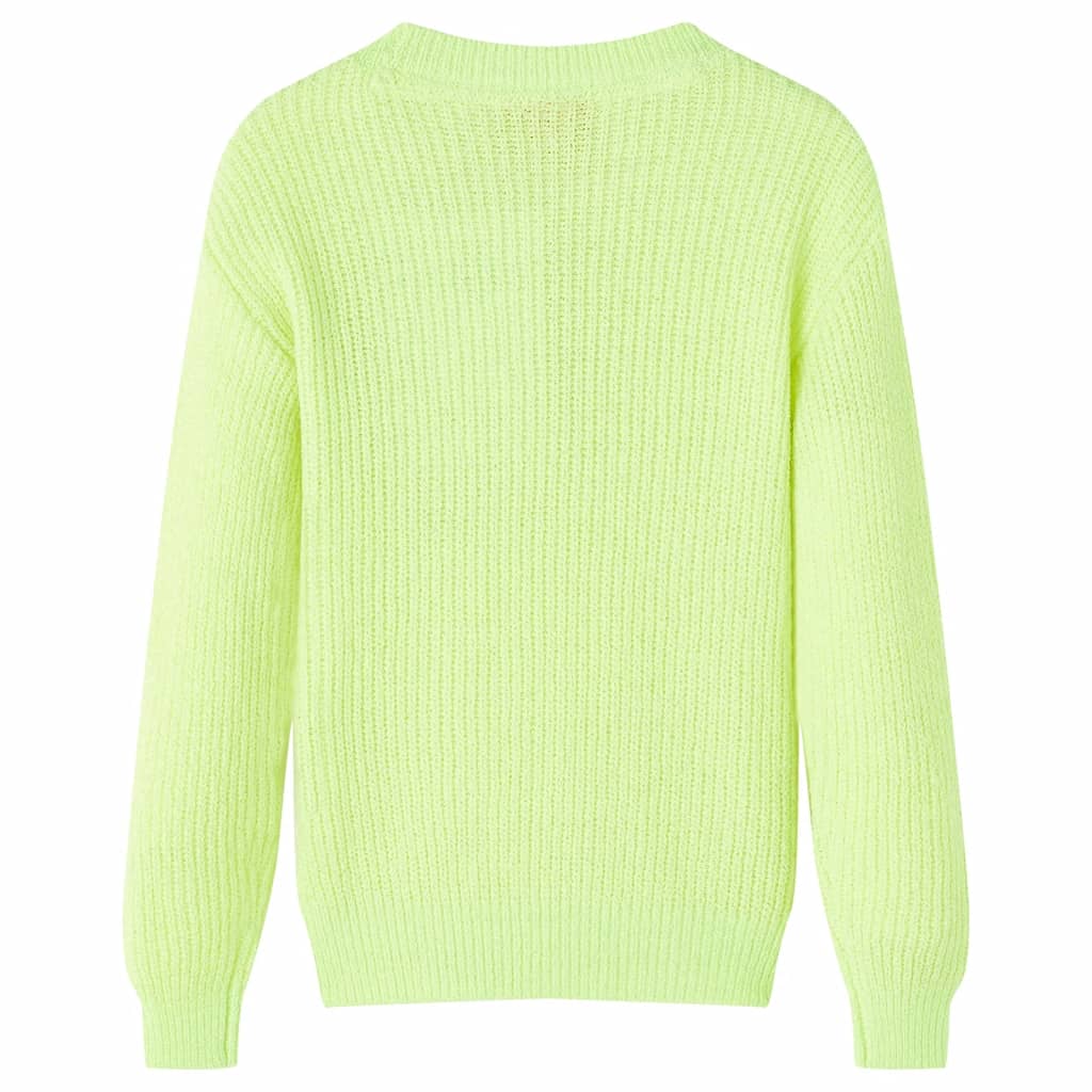 Kindertrui gebreid 116 neongeel is nu te koop bij PeponiXL, paradijselijk wonen!