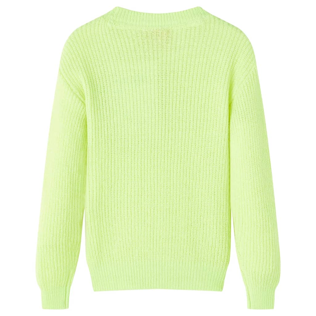 Kindertrui gebreid 128 neongeel is nu te koop bij PeponiXL, paradijselijk wonen!