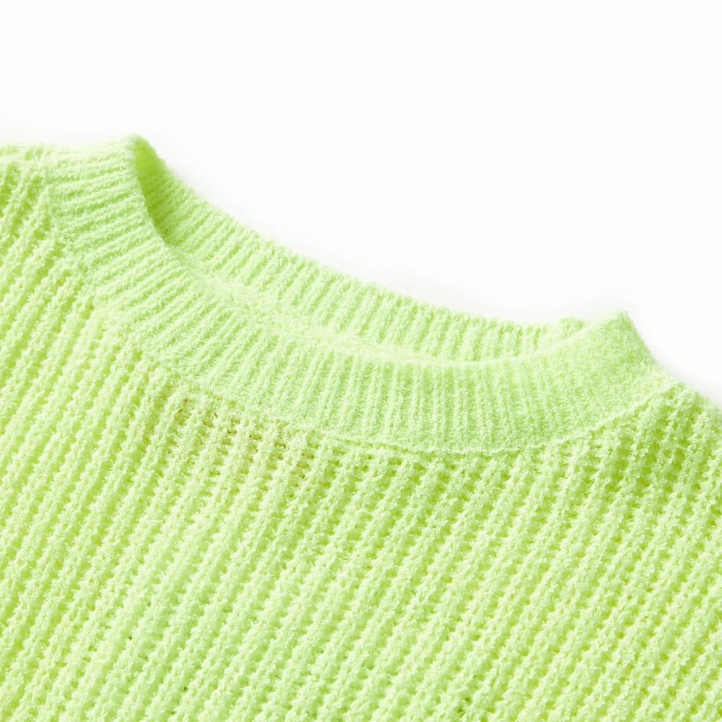 Kindertrui gebreid 128 neongeel is nu te koop bij PeponiXL, paradijselijk wonen!