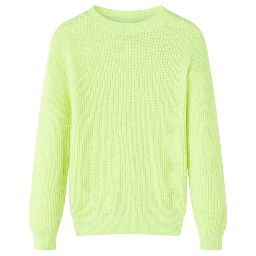 Kindertrui gebreid 140 neongeel is nu te koop bij PeponiXL, paradijselijk wonen!