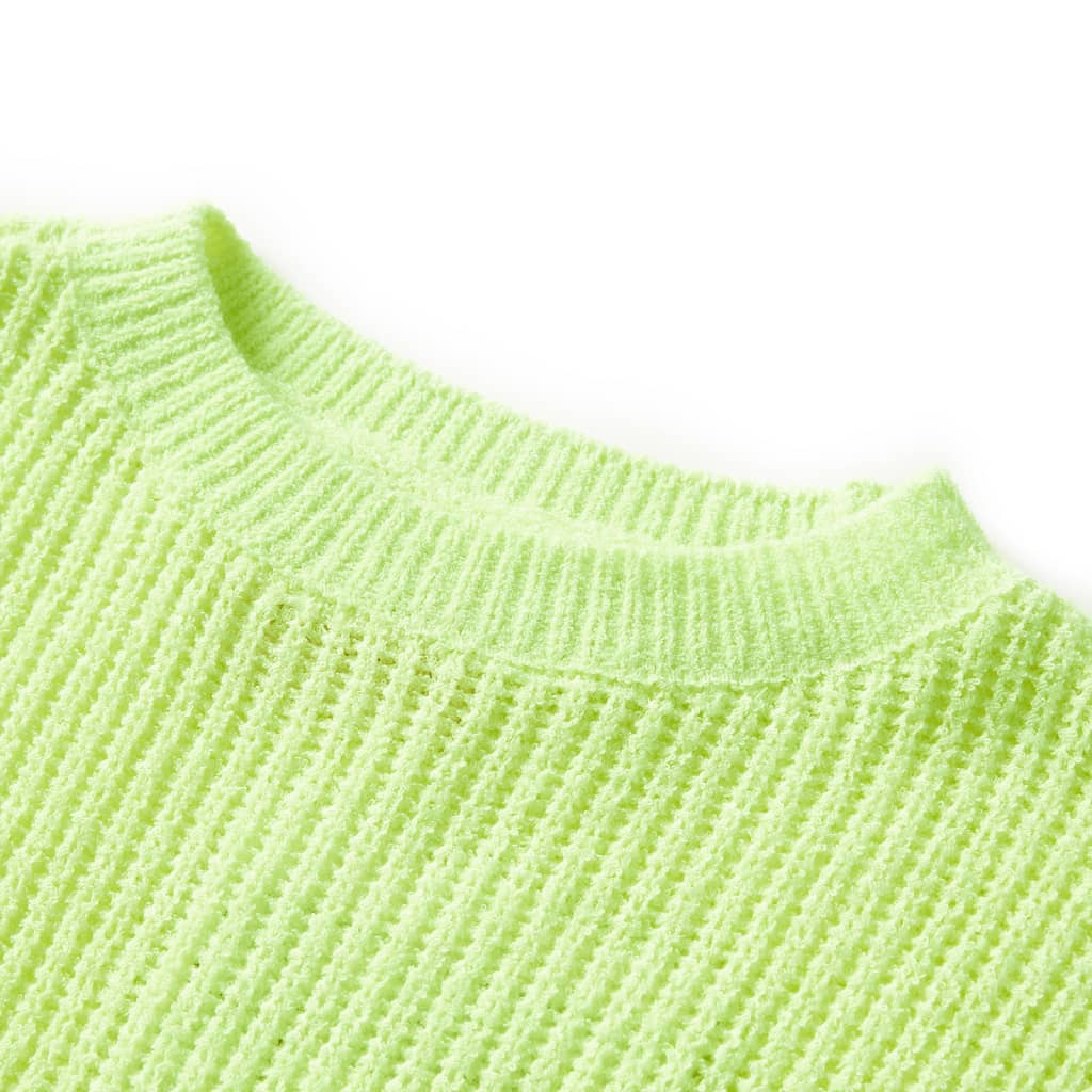Kindertrui gebreid 140 neongeel is nu te koop bij PeponiXL, paradijselijk wonen!