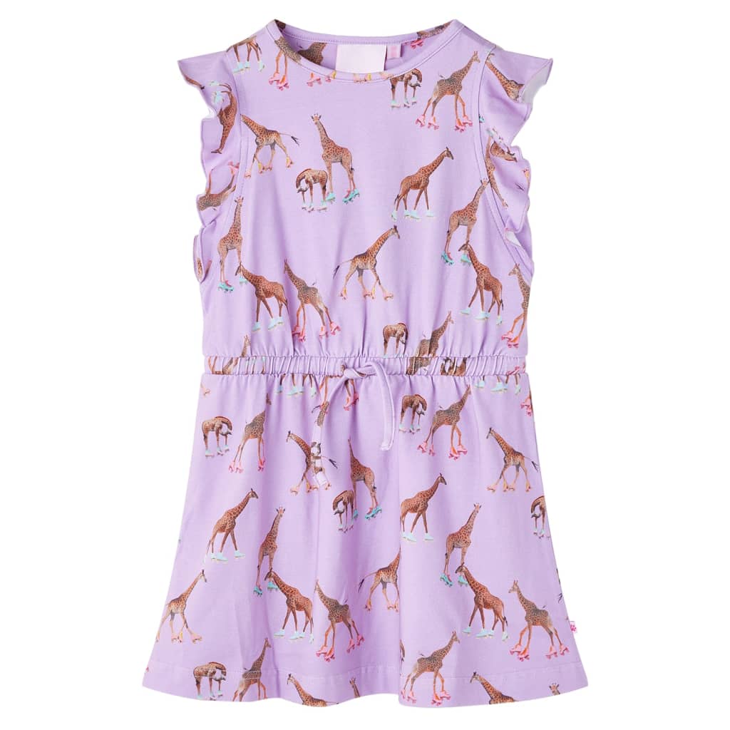 Kinderjurk met mouwen met ruches en trekkoord 104 lila is nu te koop bij PeponiXL, paradijselijk wonen!