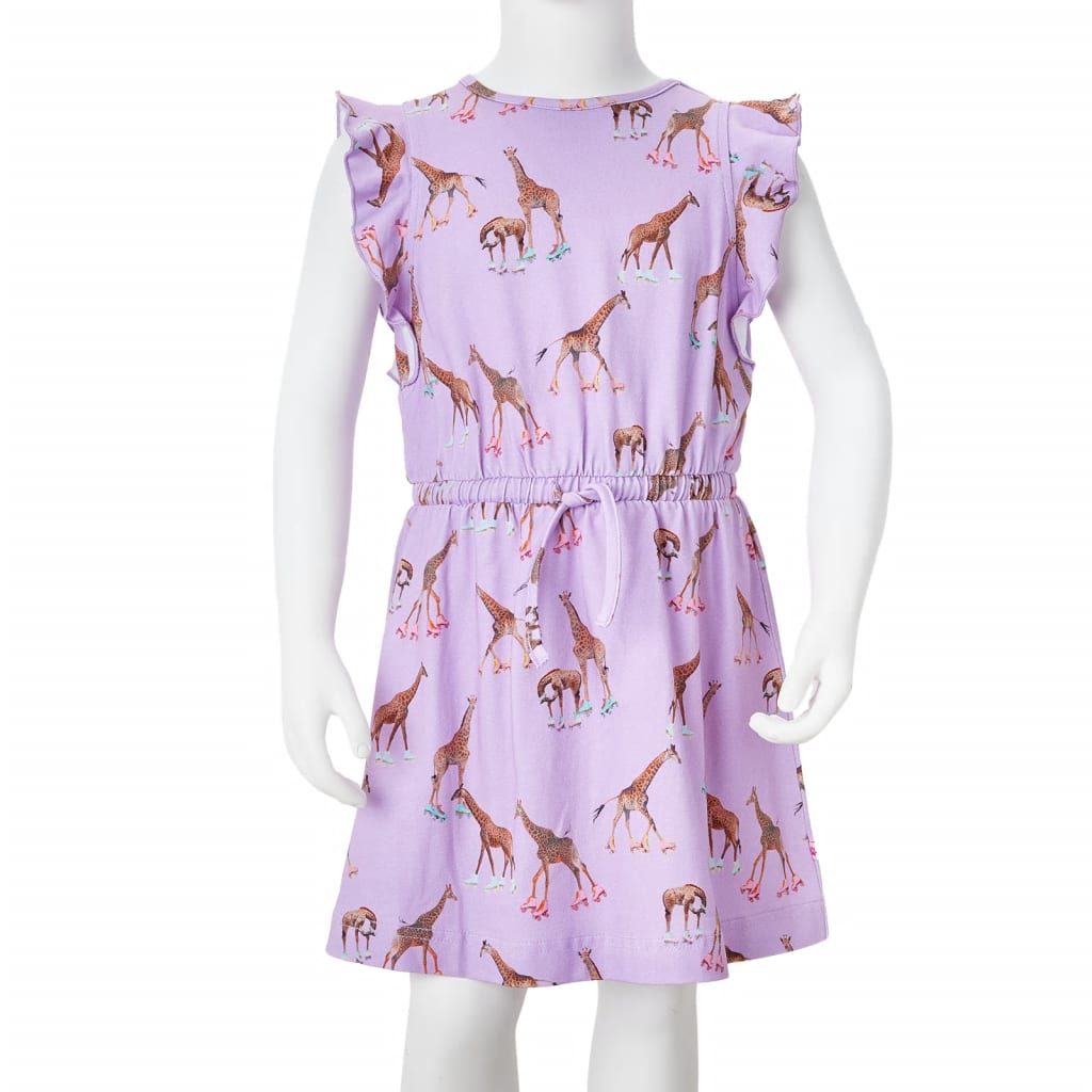 Kinderjurk met mouwen met ruches en trekkoord 116 lila is nu te koop bij PeponiXL, paradijselijk wonen!