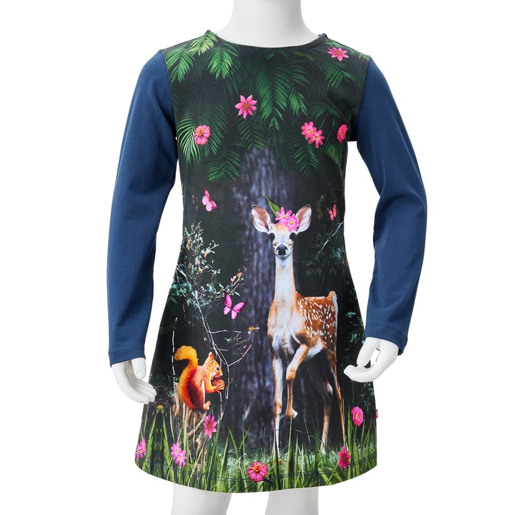 Kinderjurk met lange mouwen 116 marineblauw is nu te koop bij PeponiXL, paradijselijk wonen!