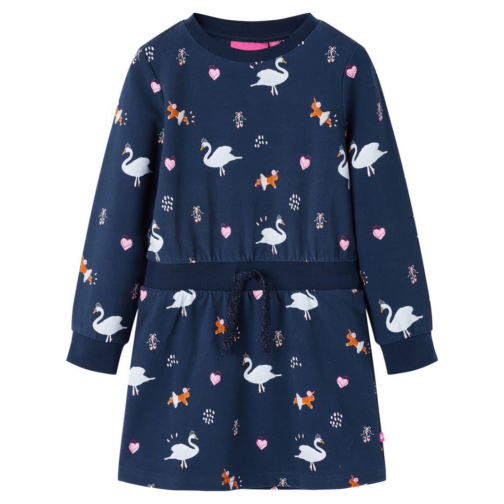 Kinderjurk met lange mouwen 104 marineblauw is nu te koop bij PeponiXL, paradijselijk wonen!