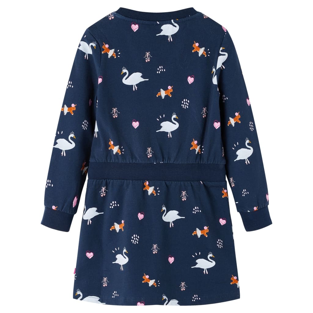 Kinderjurk met lange mouwen 104 marineblauw is nu te koop bij PeponiXL, paradijselijk wonen!