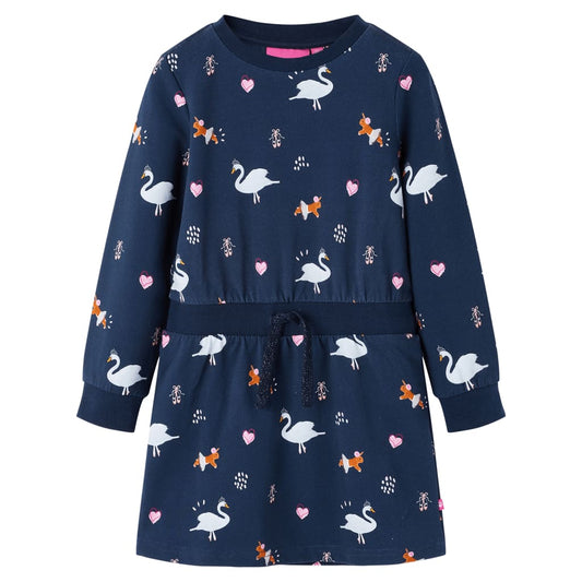 Kinderjurk met lange mouwen 116 marineblauw is nu te koop bij PeponiXL, paradijselijk wonen!