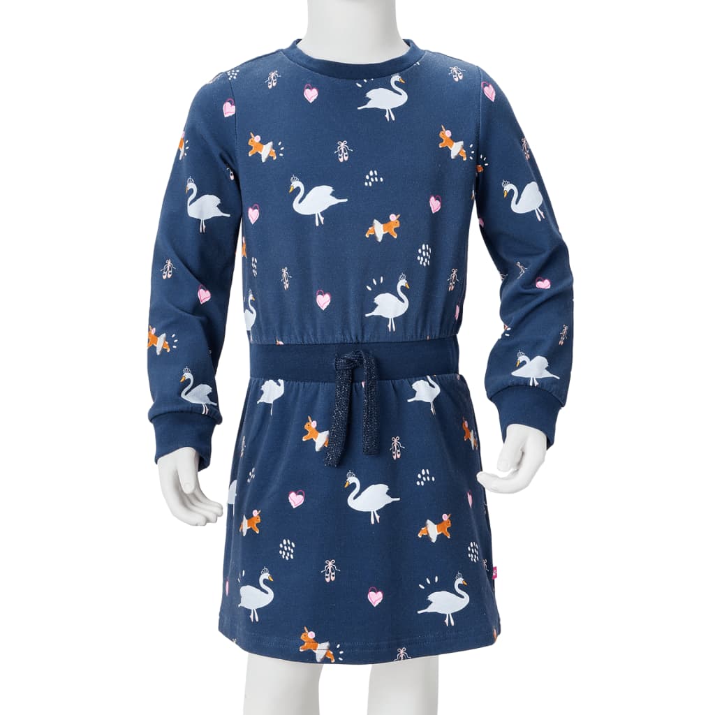 Kinderjurk met lange mouwen 116 marineblauw is nu te koop bij PeponiXL, paradijselijk wonen!