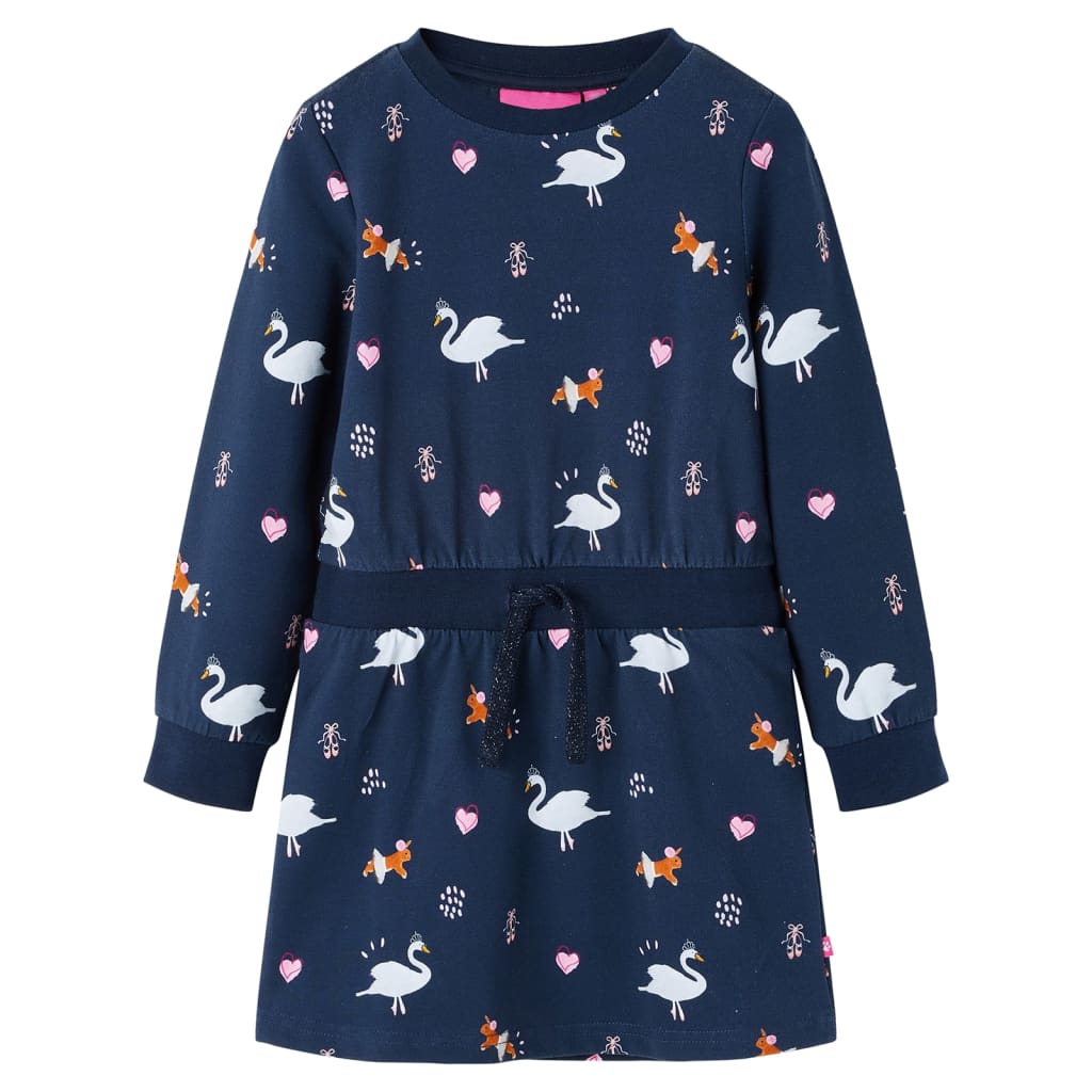 Kinderjurk met lange mouwen 128 marineblauw is nu te koop bij PeponiXL, paradijselijk wonen!