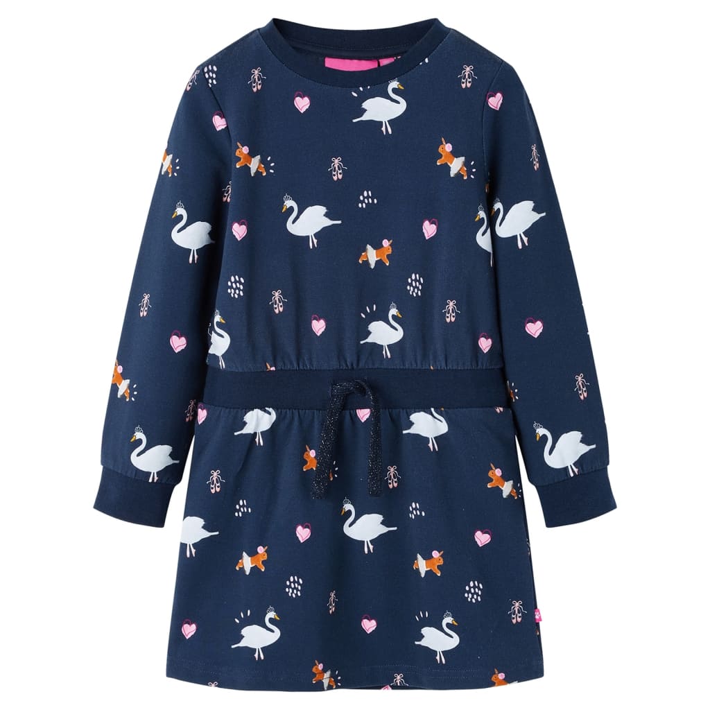 Kinderjurk met lange mouwen 140 marineblauw is nu te koop bij PeponiXL, paradijselijk wonen!