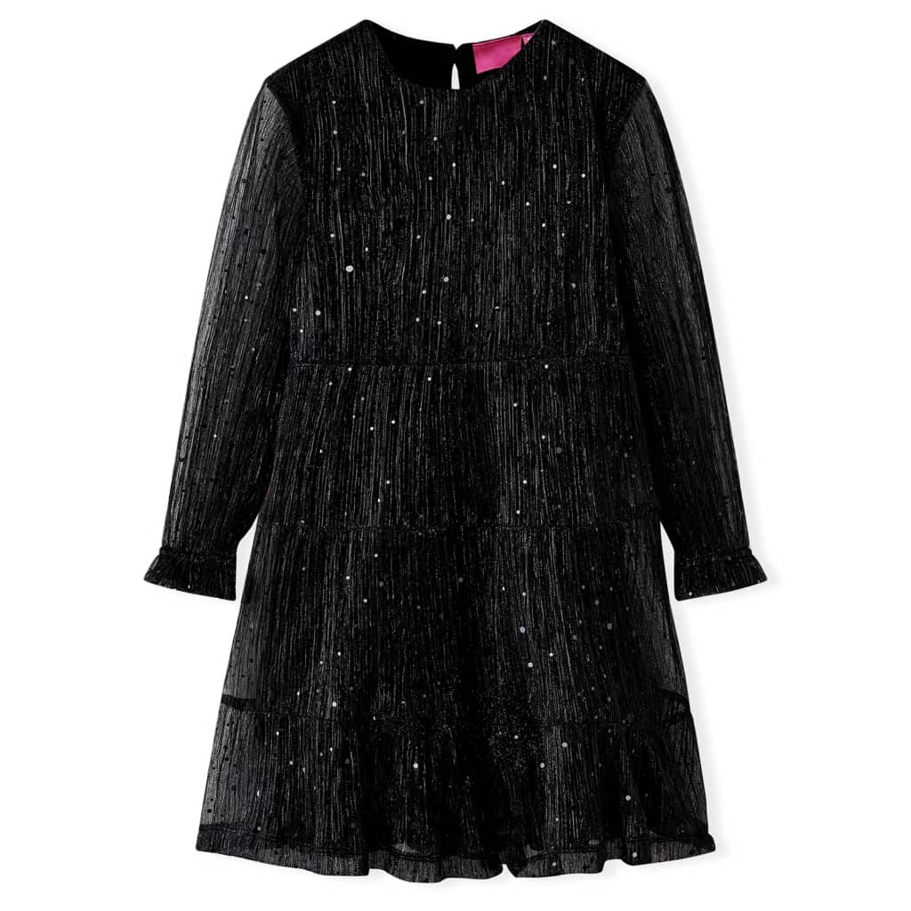 Kinderjurk met lange mouwen 128 zwart is nu te koop bij PeponiXL, paradijselijk wonen!