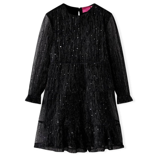 Kinderjurk met lange mouwen 128 zwart is nu te koop bij PeponiXL, paradijselijk wonen!