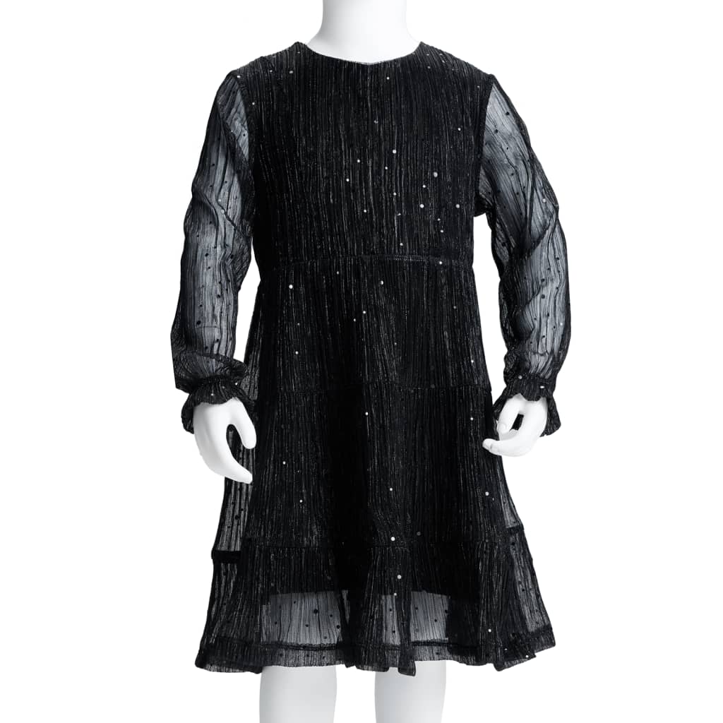 Kinderjurk met lange mouwen 128 zwart is nu te koop bij PeponiXL, paradijselijk wonen!