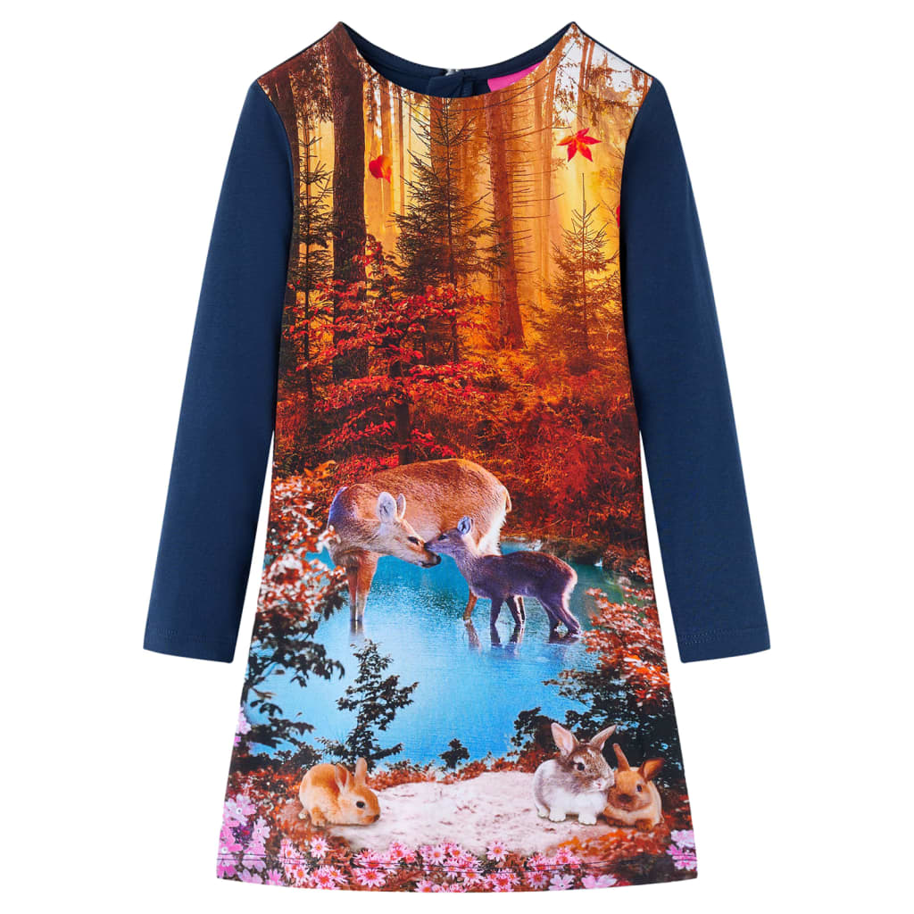 Kinderjurk met lange mouwen 116 marineblauw is nu te koop bij PeponiXL, paradijselijk wonen!