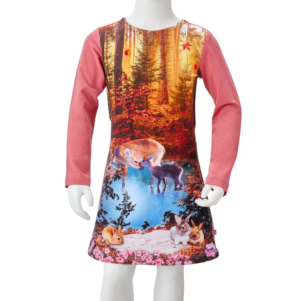 Kinderjurk met lange mouwen 128 oudroze is nu te koop bij PeponiXL, paradijselijk wonen!