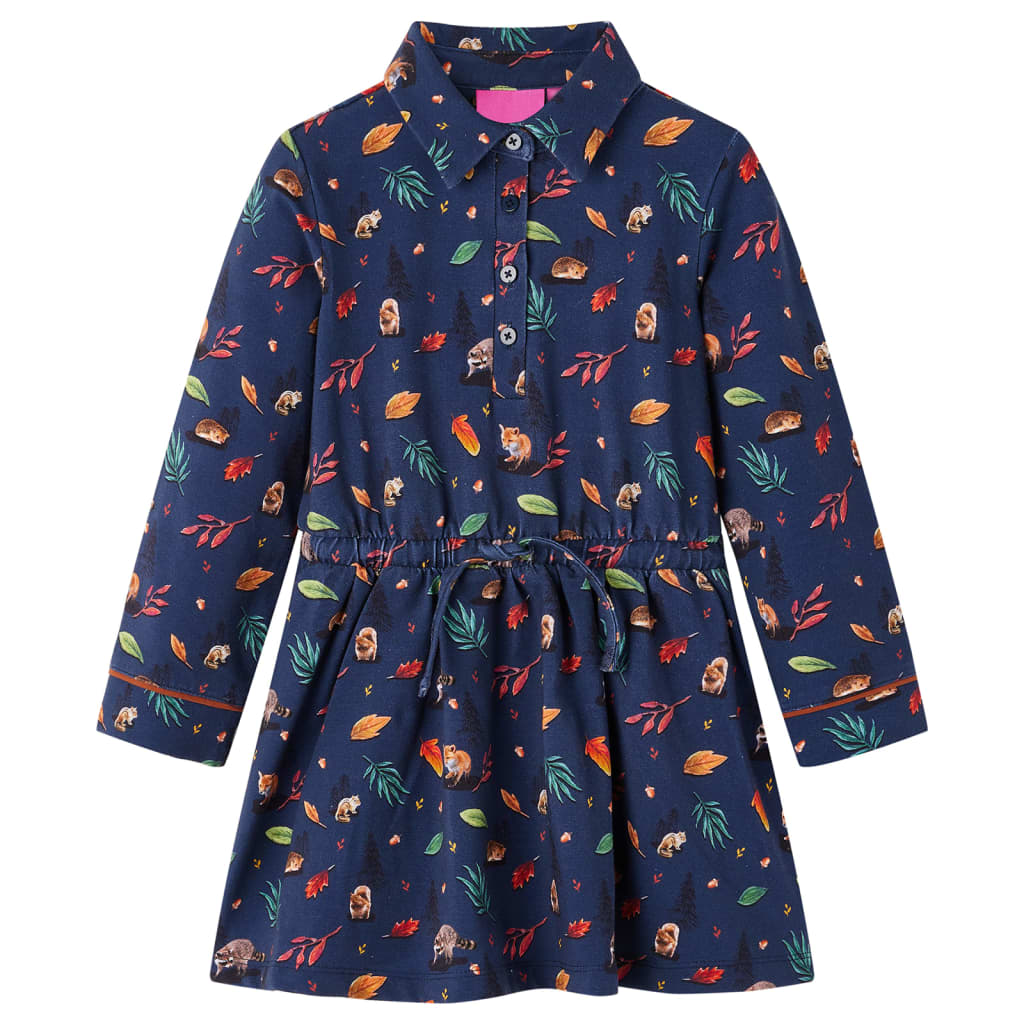 Kinderjurk met lange mouwen 104 marineblauw is nu te koop bij PeponiXL, paradijselijk wonen!