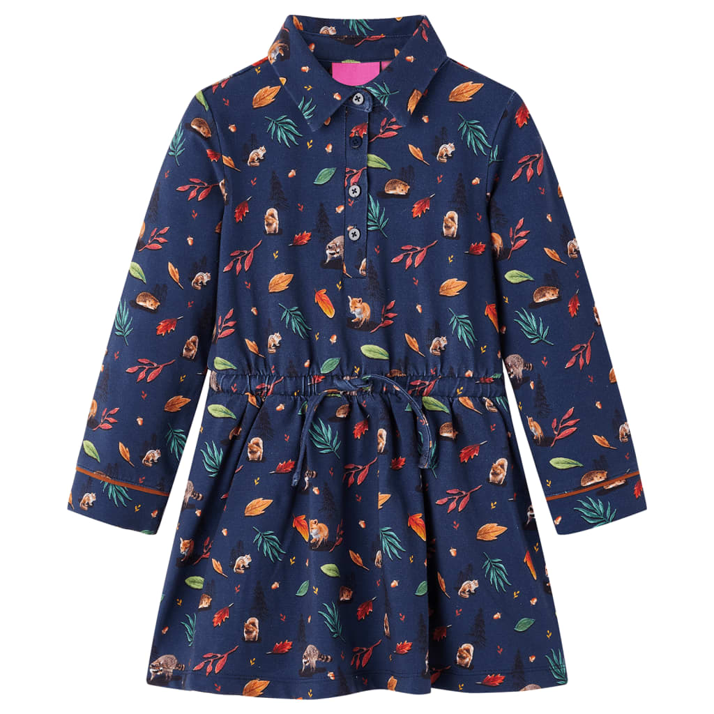 Kinderjurk met lange mouwen 116 marineblauw is nu te koop bij PeponiXL, paradijselijk wonen!