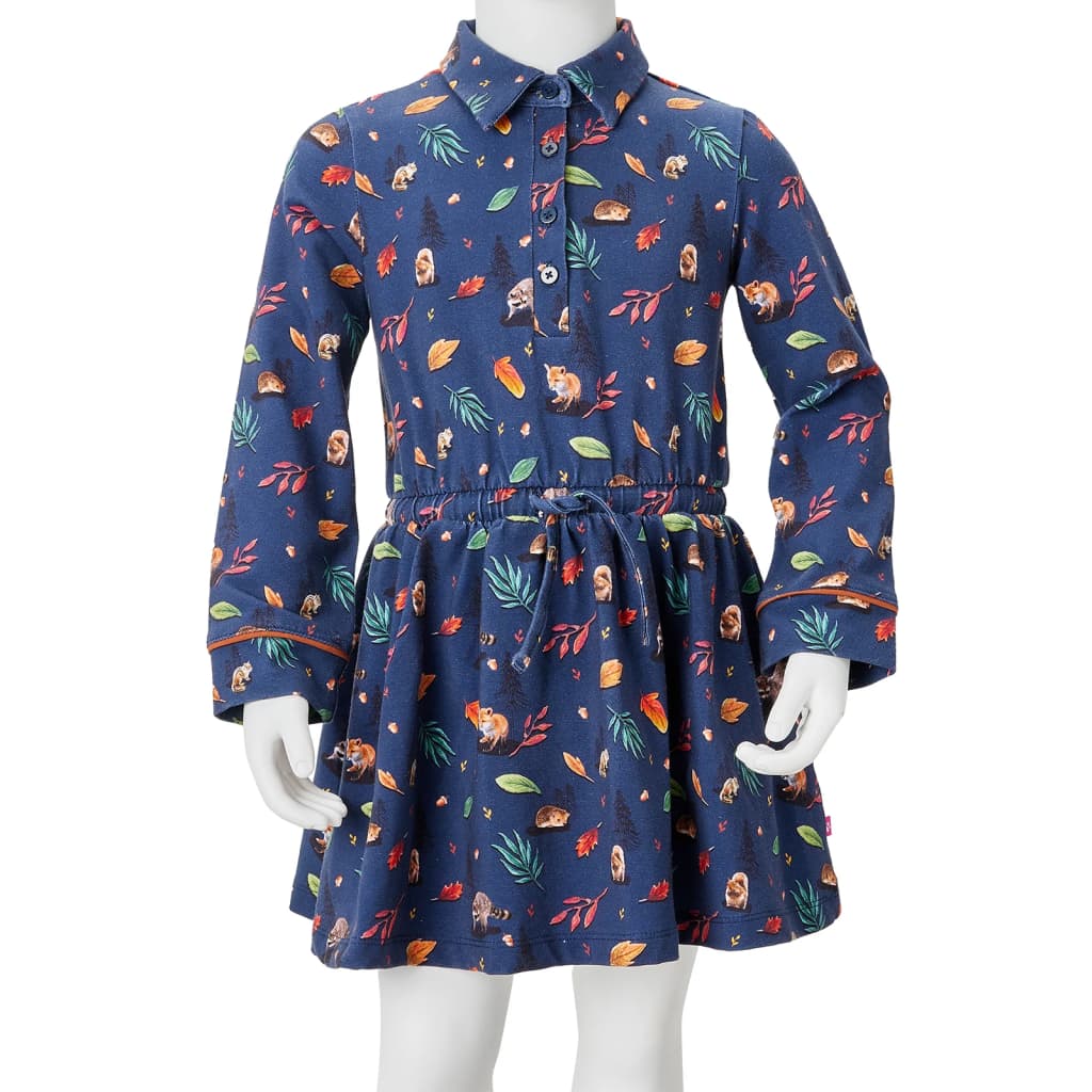 Kinderjurk met lange mouwen 116 marineblauw is nu te koop bij PeponiXL, paradijselijk wonen!