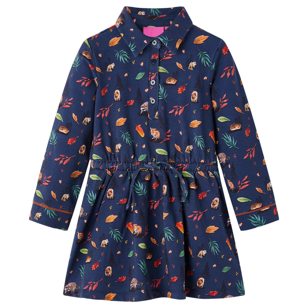 Kinderjurk met lange mouwen 128 marineblauw is nu te koop bij PeponiXL, paradijselijk wonen!
