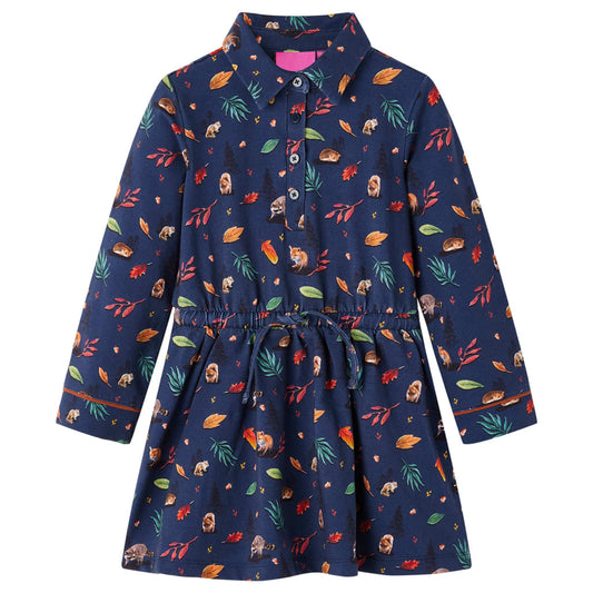 Kinderjurk met lange mouwen 128 marineblauw is nu te koop bij PeponiXL, paradijselijk wonen!