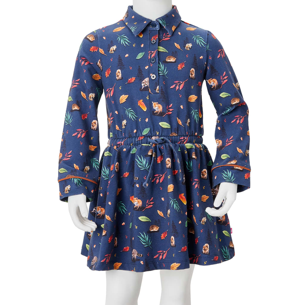 Kinderjurk met lange mouwen 128 marineblauw is nu te koop bij PeponiXL, paradijselijk wonen!