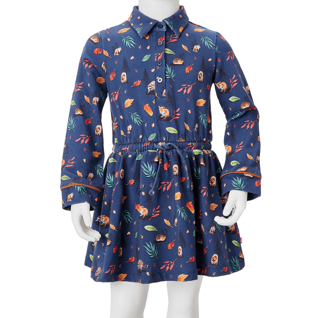 Kinderjurk met lange mouwen 140 marineblauw is nu te koop bij PeponiXL, paradijselijk wonen!