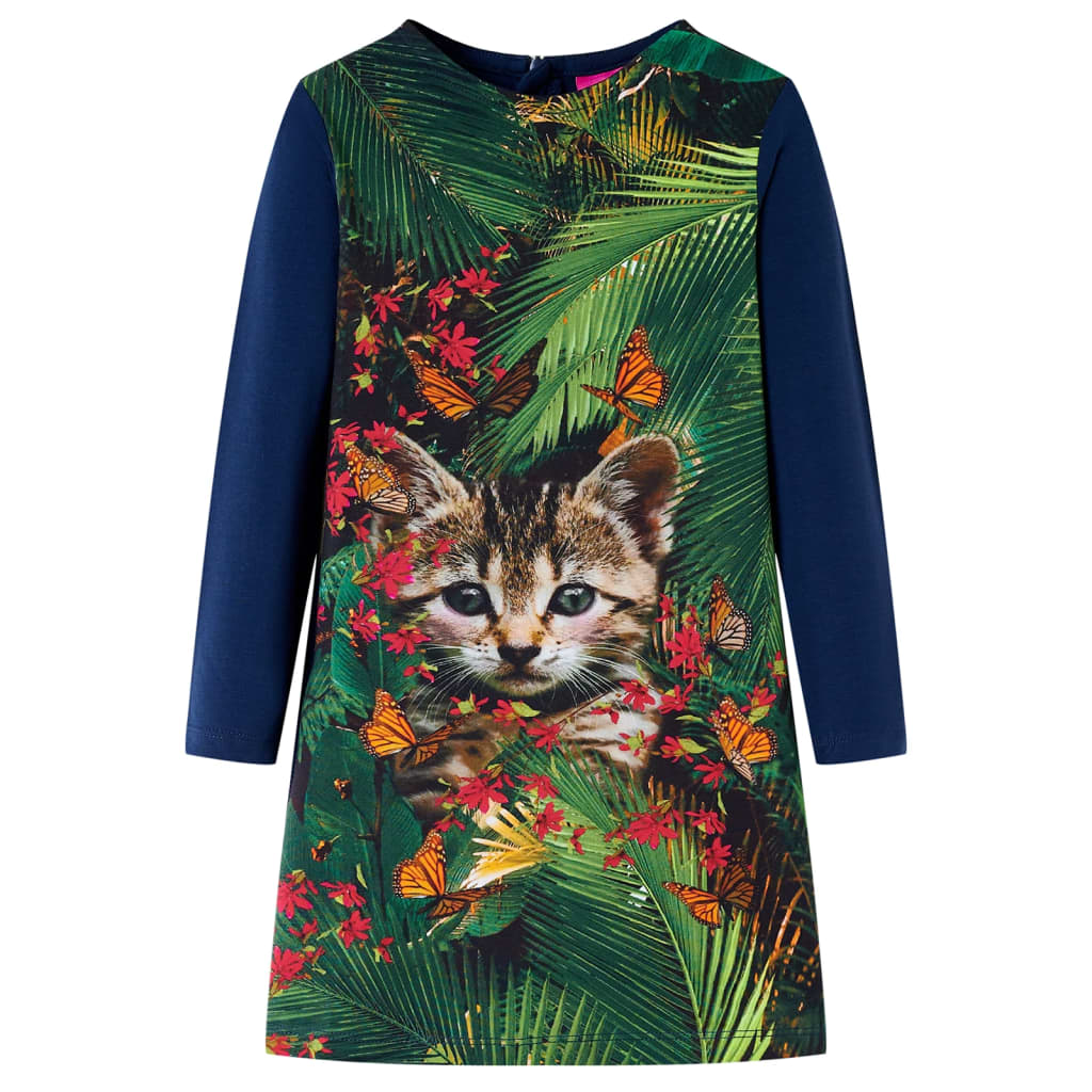 Kinderjurk met lange mouwen 104 marineblauw is nu te koop bij PeponiXL, paradijselijk wonen!