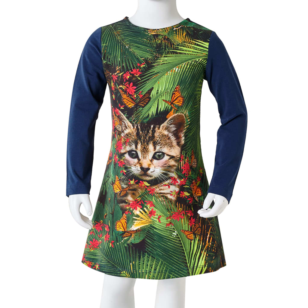 Kinderjurk met lange mouwen 104 marineblauw is nu te koop bij PeponiXL, paradijselijk wonen!