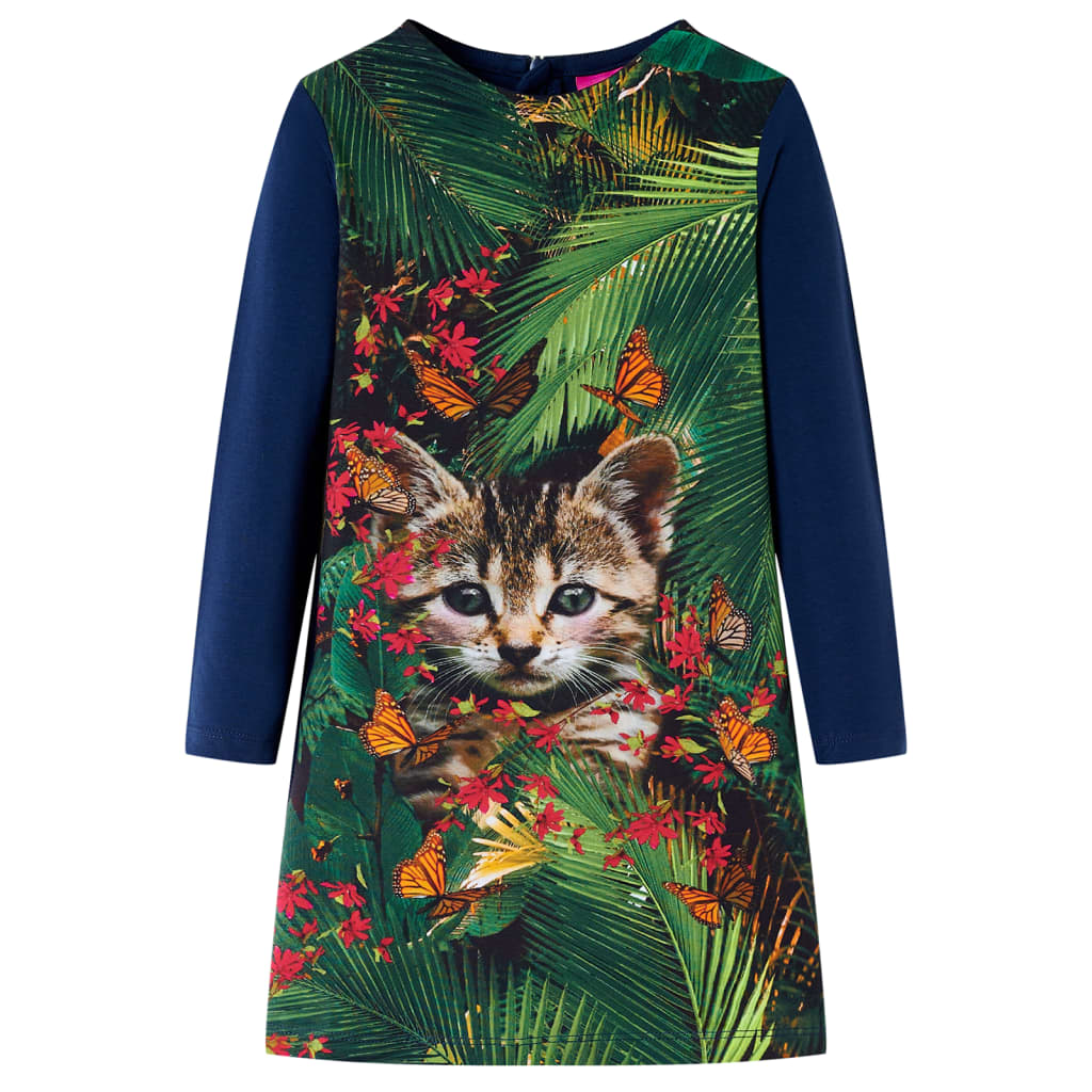 Kinderjurk met lange mouwen 116 marineblauw is nu te koop bij PeponiXL, paradijselijk wonen!
